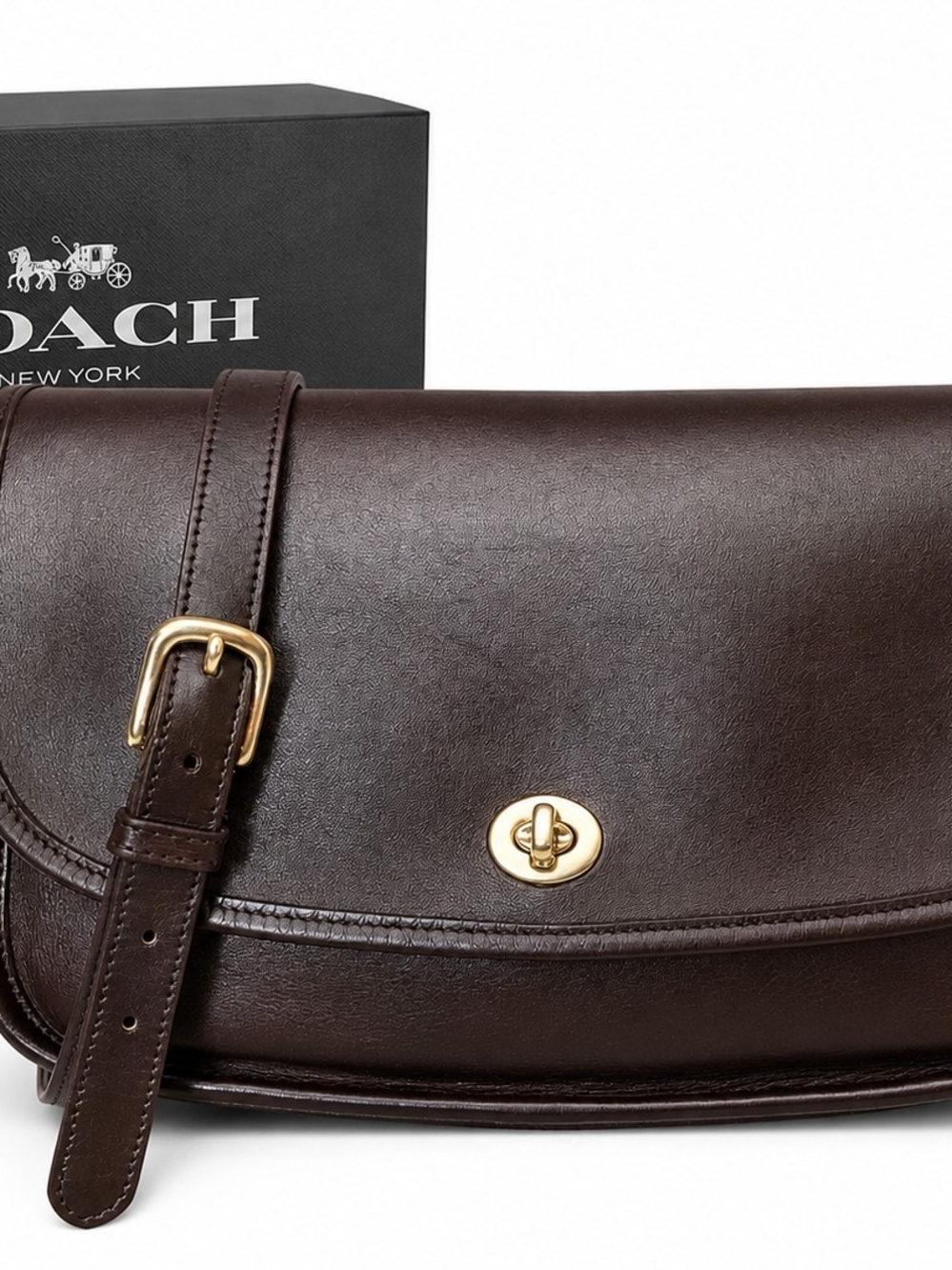 Vintage COACH City #9790 Mahogany Leather ShoulderBag Brass Hardware Made In USA